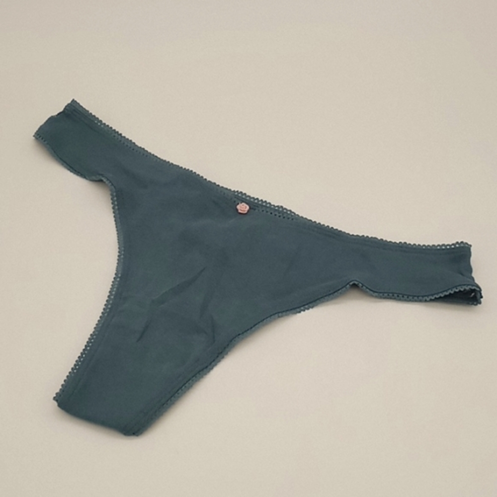 Victoria's Secret Cotton Lace Back‎ Thong Panty French Sage XL